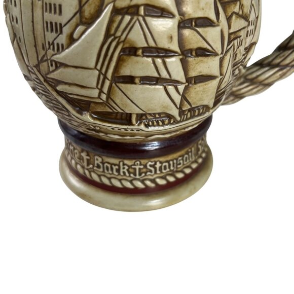 Vintage Avon Ceramic Beer Stein Broken Pewter Lid Nautical Scene 1977 - Picture 11 of 12